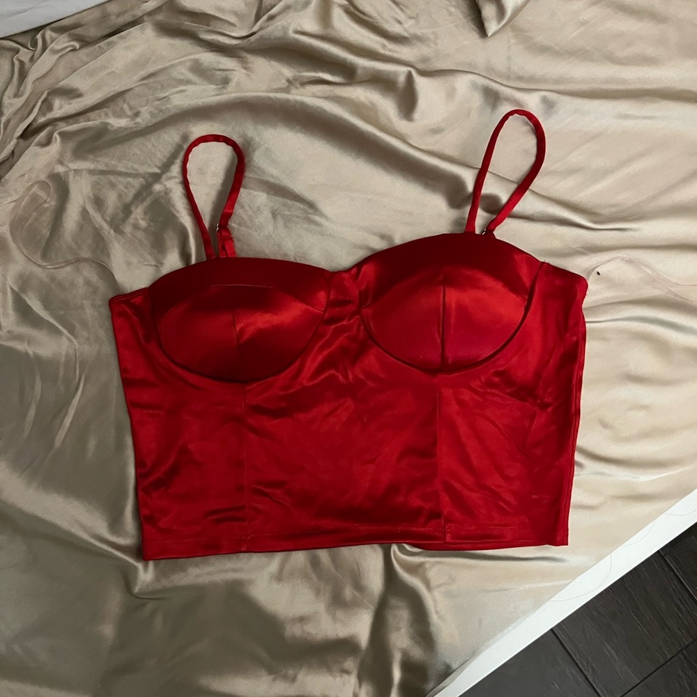 SILK RED CORSET TOP